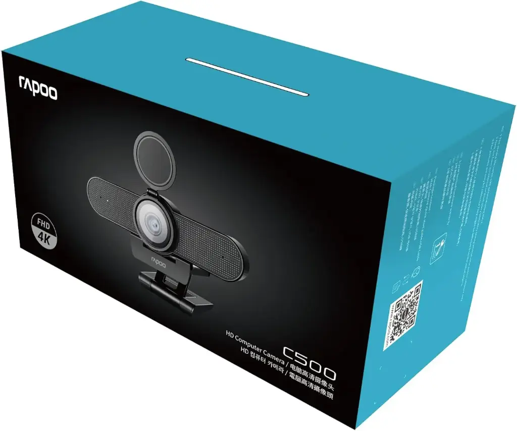 RAPOO C500 USB Computer Camera, Built-in Dual Noise Reduction Mics, 80-Degree Wide Angle, Plug and Play