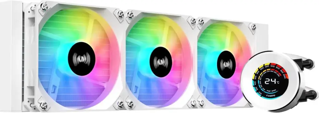 SAMA T360 White liquid Cooler 360mm ARGB AIO Radiator LCD Temperature Display Screen CPU 