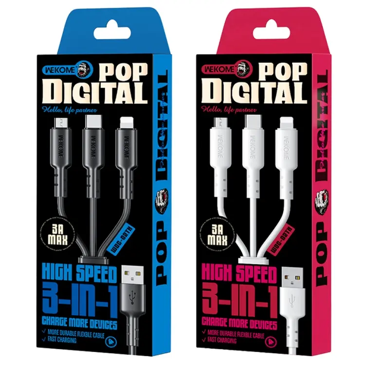 Wekome WDC-02TH 3-IN-1 (USB-C, Lightning, Micro) Cable