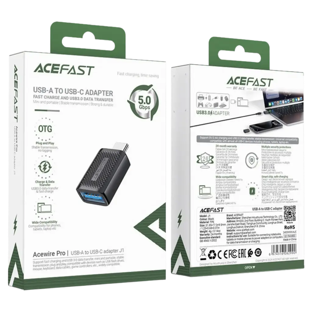 AceFast J1 USB-A to USB-C Adapter