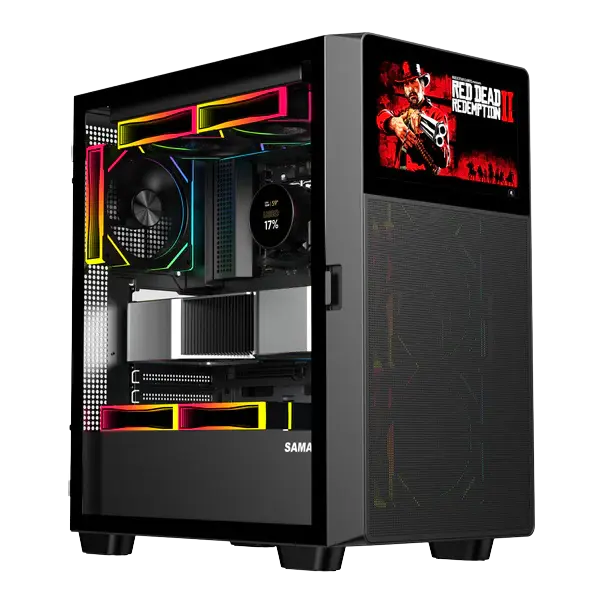 SAMA V Play 4367 Mid Tower Case ATX, With Monitor 7 inch - Black (BTF) 