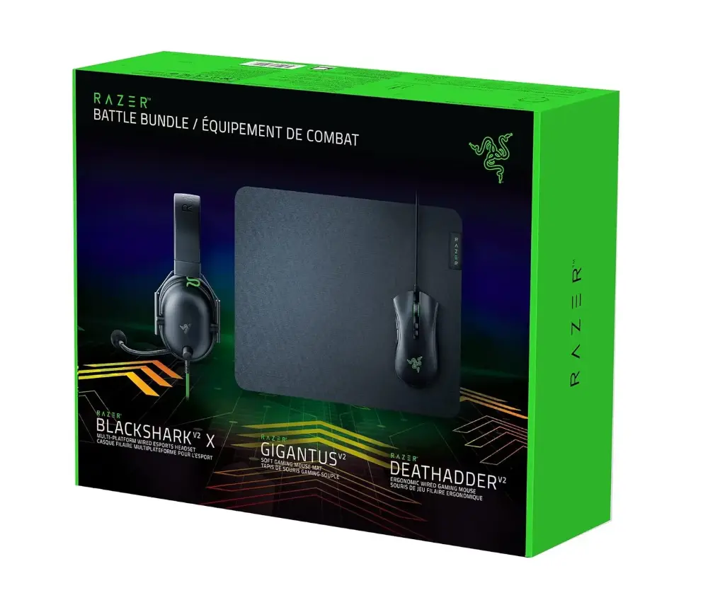Razer Battle Bundle - DeathAdder V2 -BlackShark V2 X- Gigantus V2 M - Black