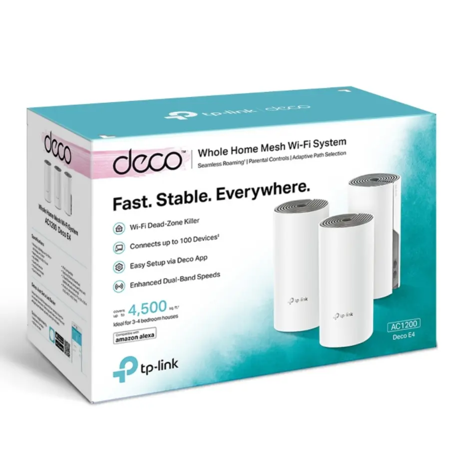 Deco E4 AC1200 Whole Home Mesh Wi-Fi System 3-Pack 