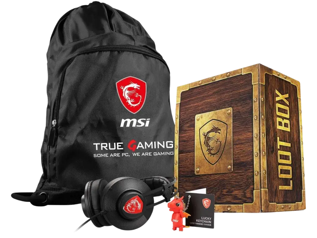 MSI LOOTBOX 2021 MSI SHP-201 Stereo 2.1 Gaming Headset, Drawstring Bag 